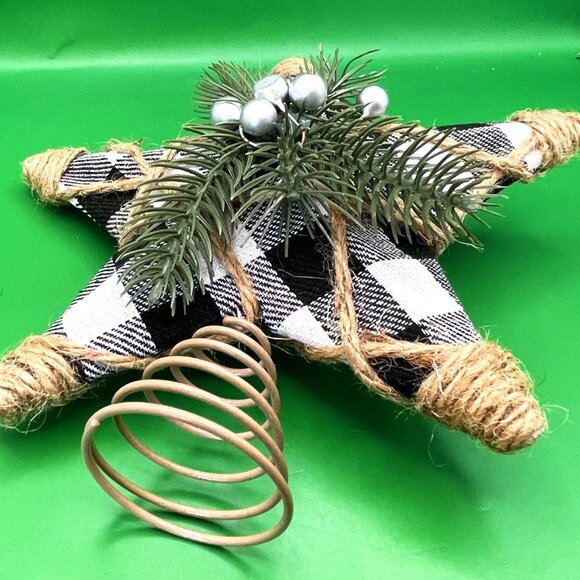 Handmade Buffalo Plaid Star Christmas Tree Topper Rustic Farmhouse Holiday Décor - Picture 11 of 12